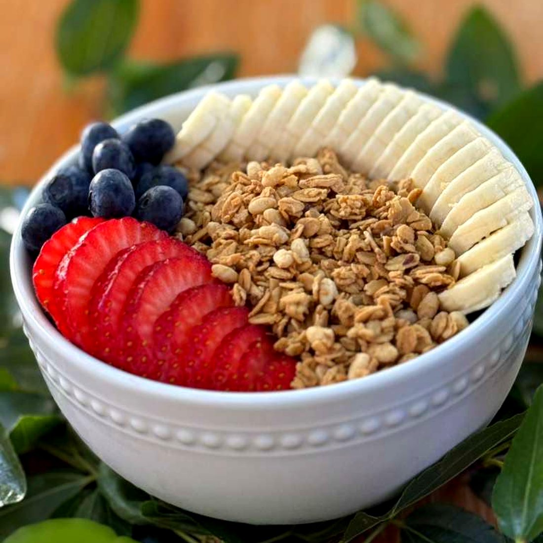 Creamy açaí bowl topped with fresh fruit